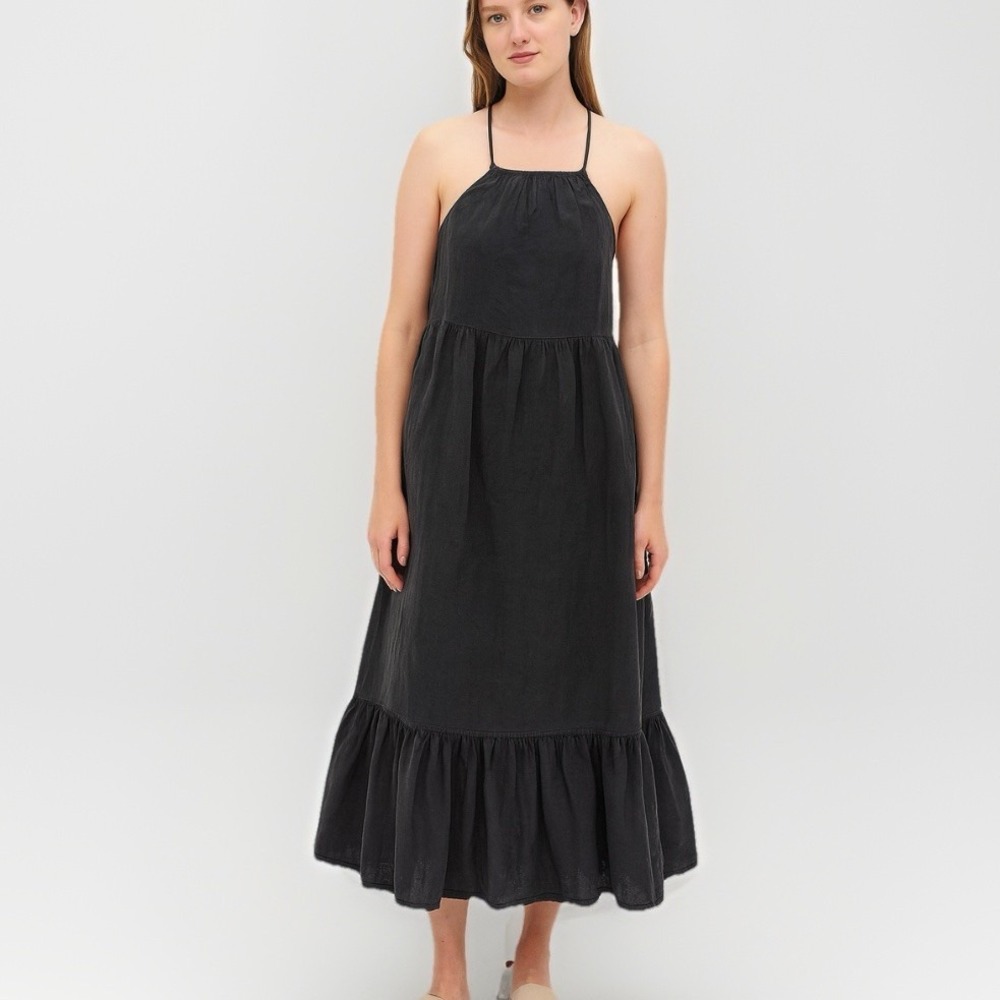 ASOS Tiered Dress Sz S Fairy Grunge Whimsigoth Boho Country Strappy Lace Up Back